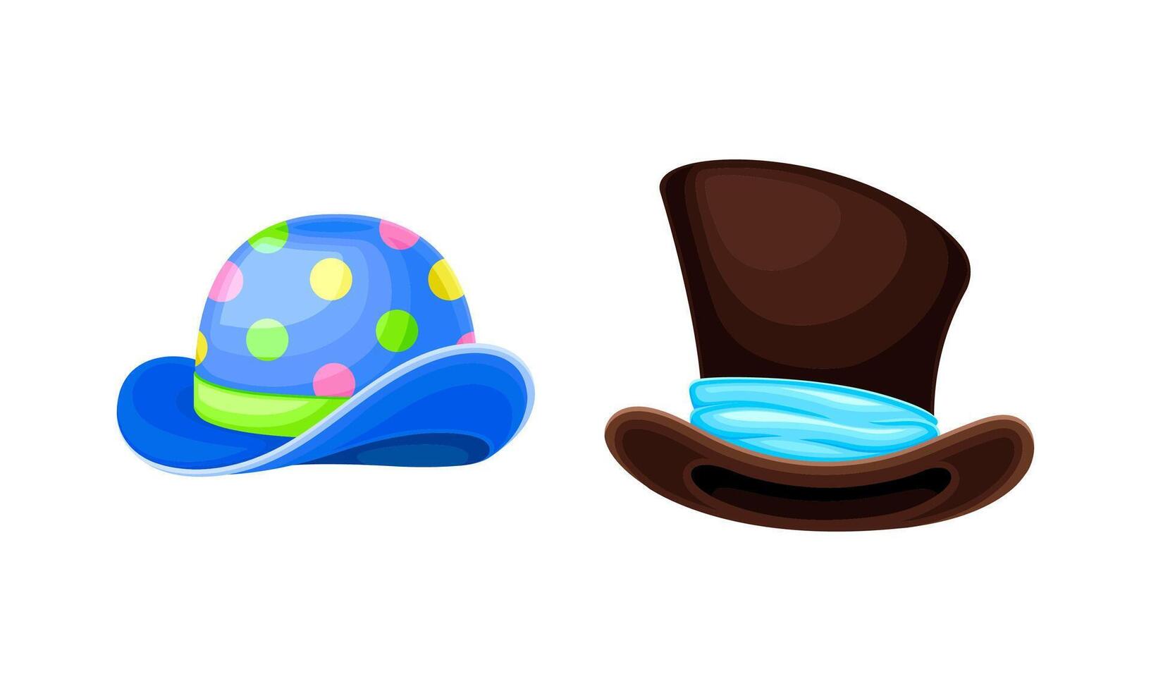 Carnival festive headgears set. Magician hats cartoon illustration vector