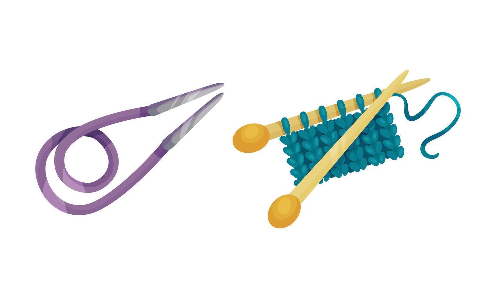 Tools for crochet and knitting hobby set illustration on white background vector