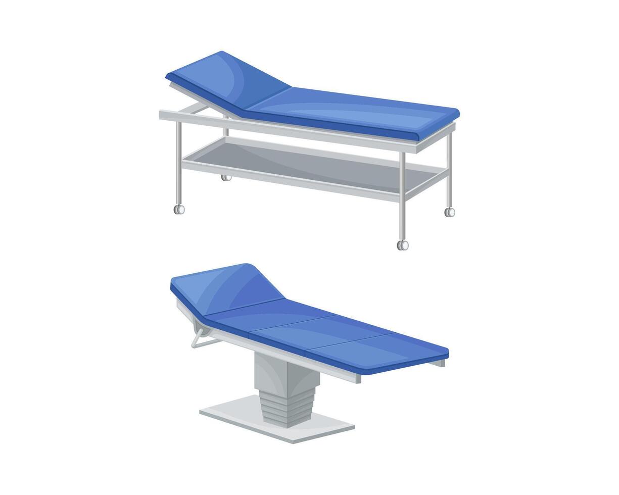 Medical beds set. Interior furniture of hospital or clinic, equipment for patient room illustration vector