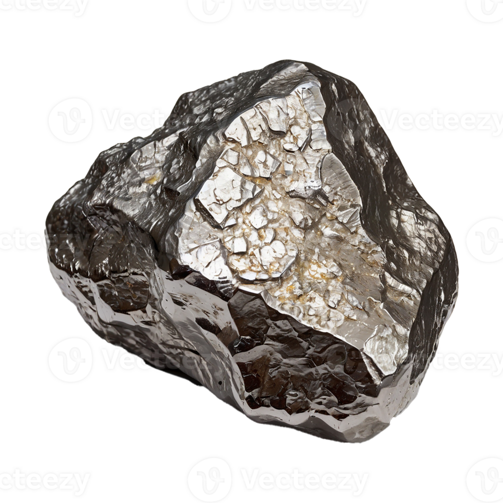 Raw Silver Nugget High-Detail Realistic Mineral Image png