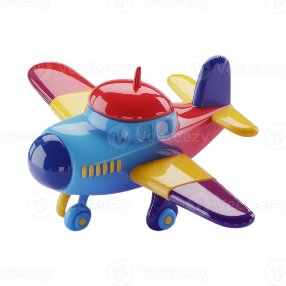 Colorful 3D cartoon style Airplane png