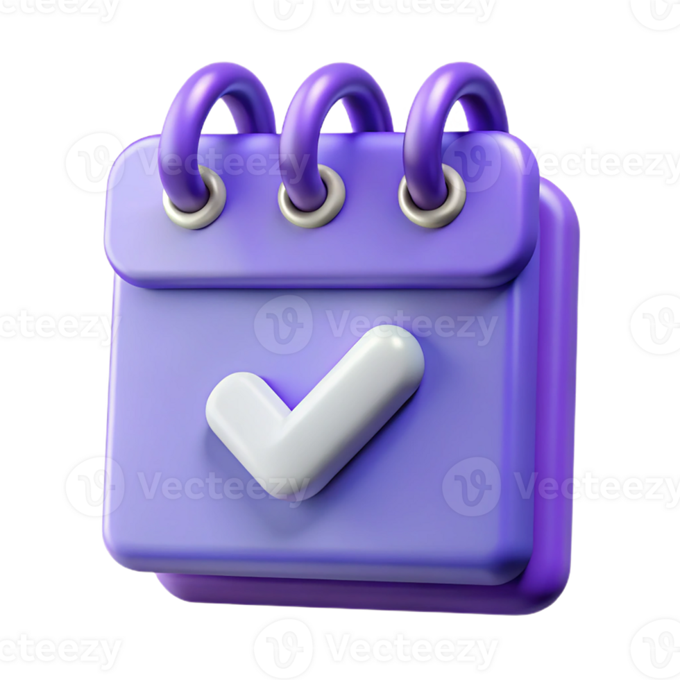 A purple calendar with a check mark on it png