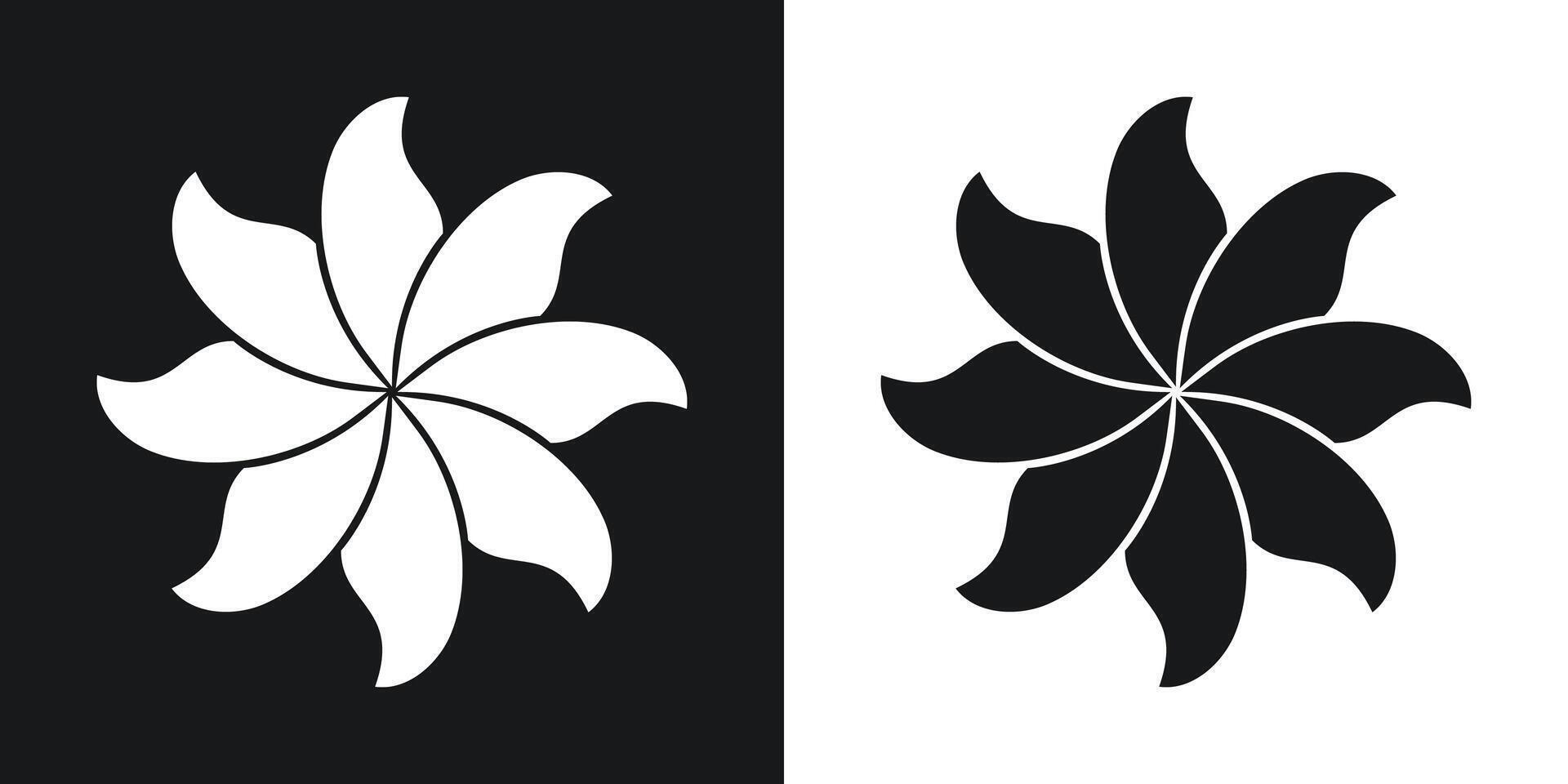 Abstract floral design in black and white with symmetrical petal arrangement vector