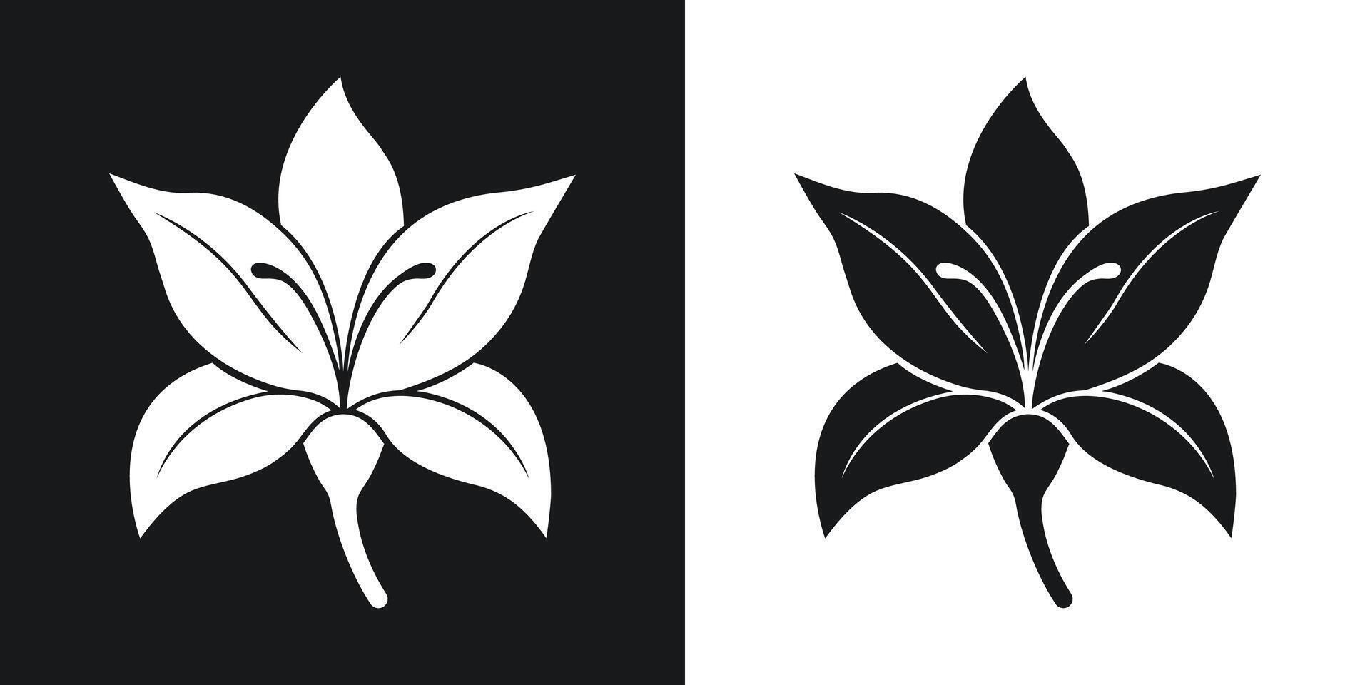 Elegant black and white lily flower design in minimalist style vector