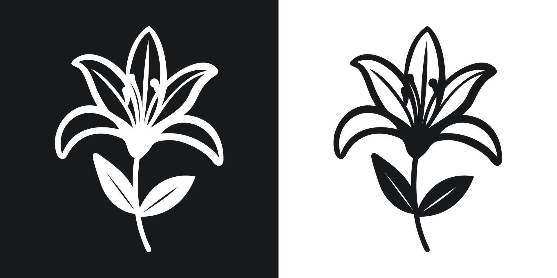 Elegant black and white illustration of a delicate lily flower in bloom vector