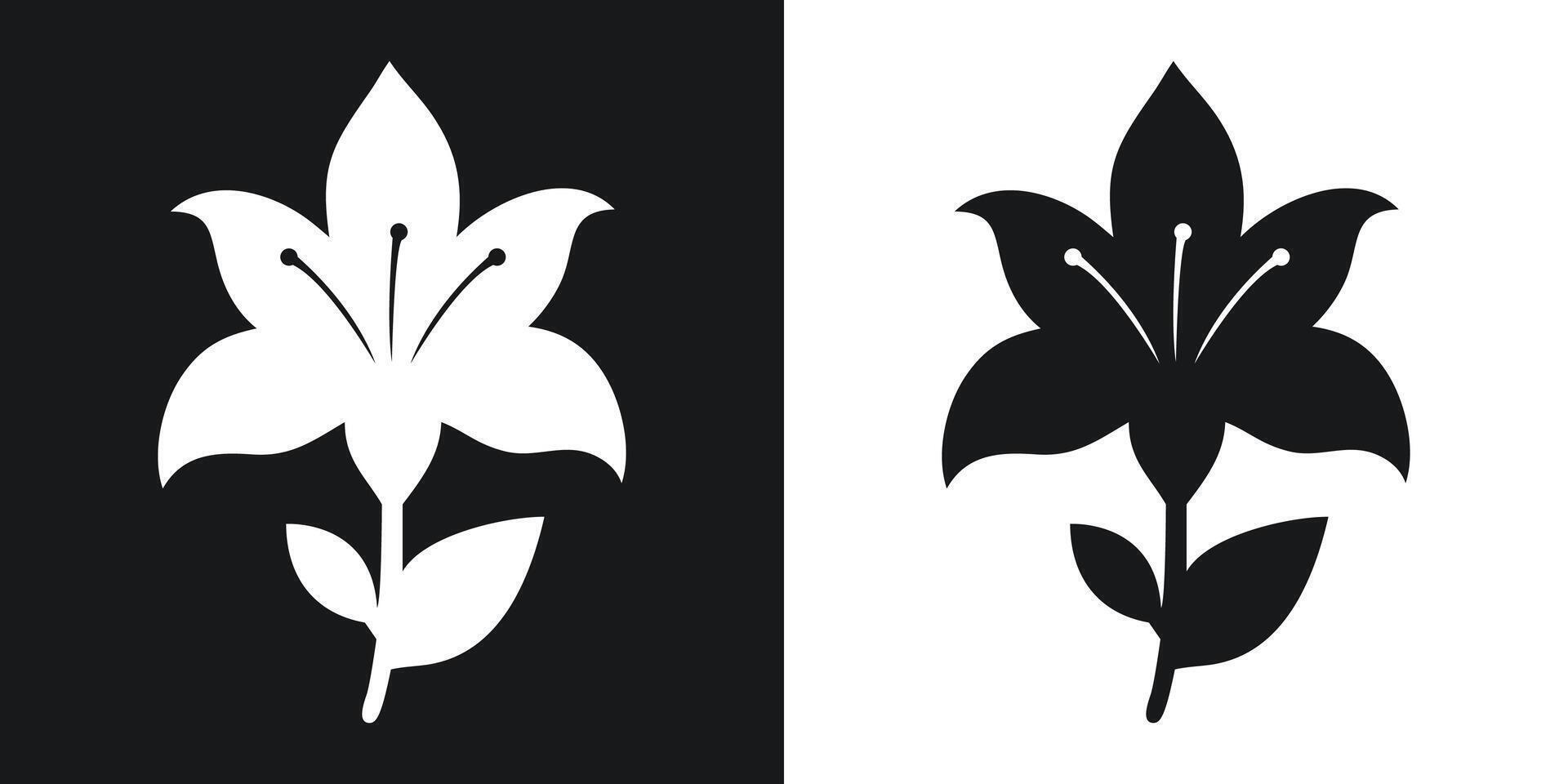 Elegant black and white lily flower illustration perfect for nature and floral designs vector