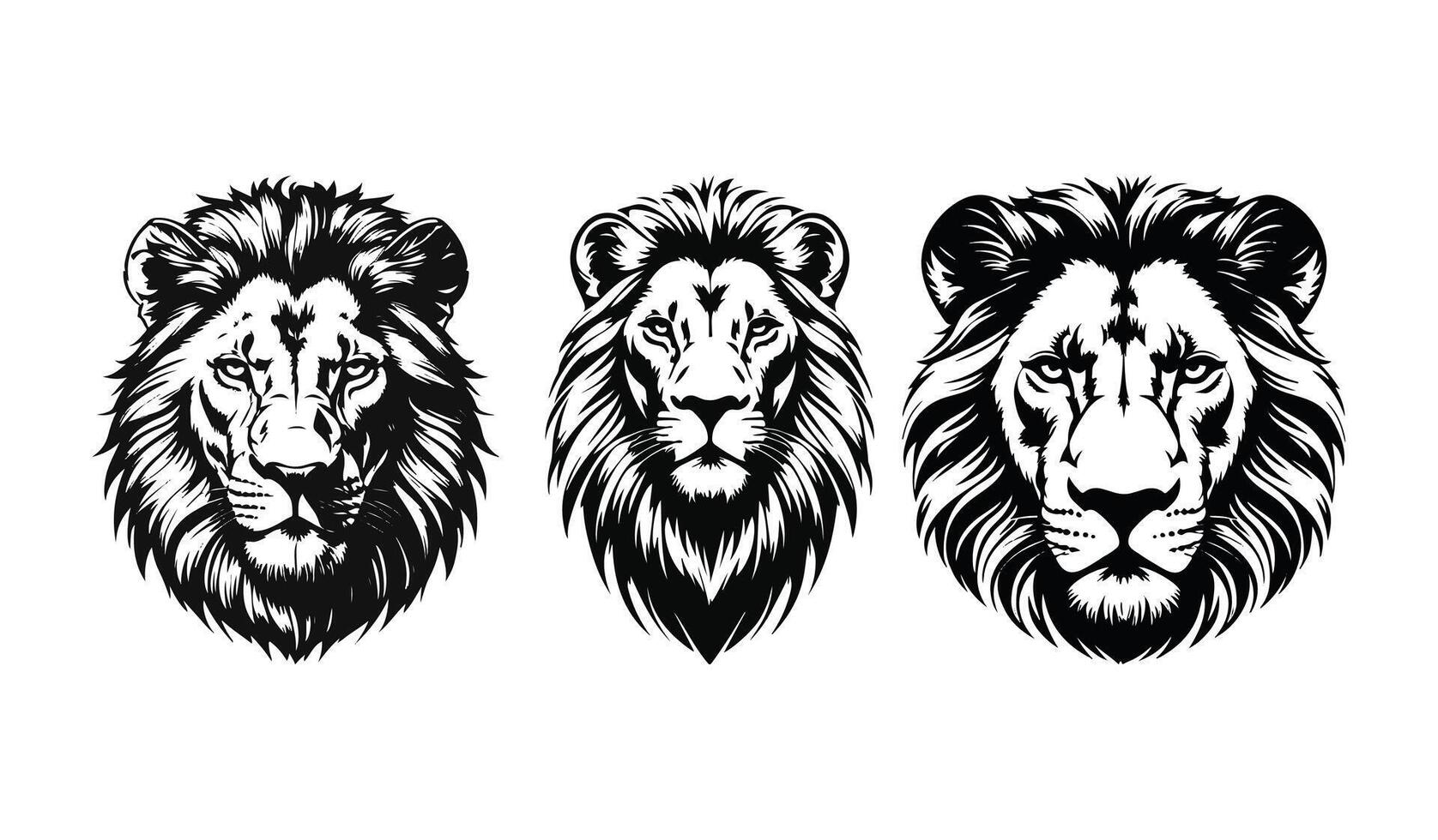 Minimalist lion face silhouette sharp geometric shapes black and white vector