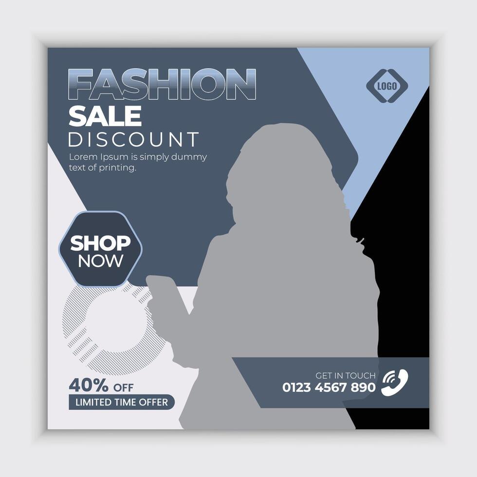 Fashion sale discount ad template for seasonal campaigns vector