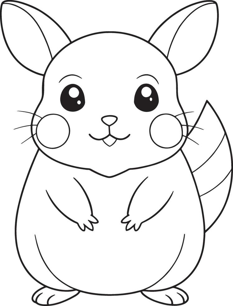 Cute Pika Line Art Illustration for Coloring or Design vector
