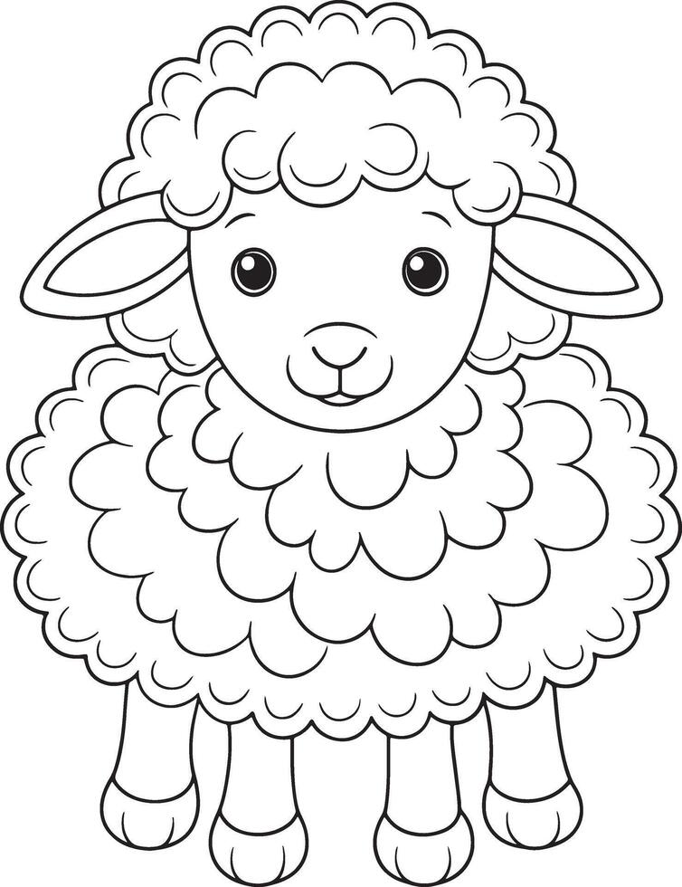 Cute Sheep Outline Illustration for Coloring Book or Creative Projects vector