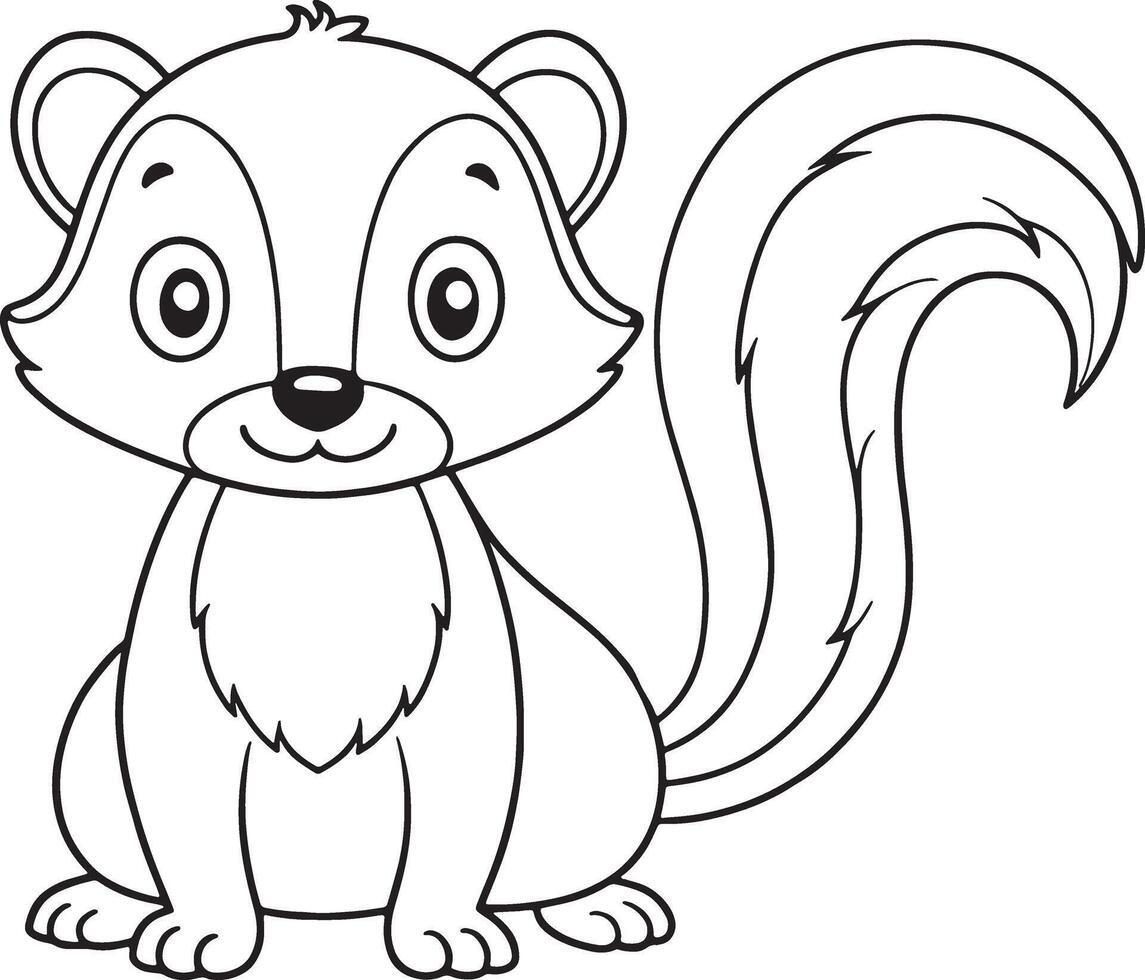 Cute Cartoon Skunk Illustration for Coloring Book or Graphic Design vector