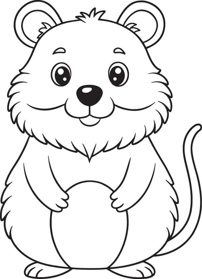 Cute Cartoon Quokka Outline for Coloring Book or Activity Page vector