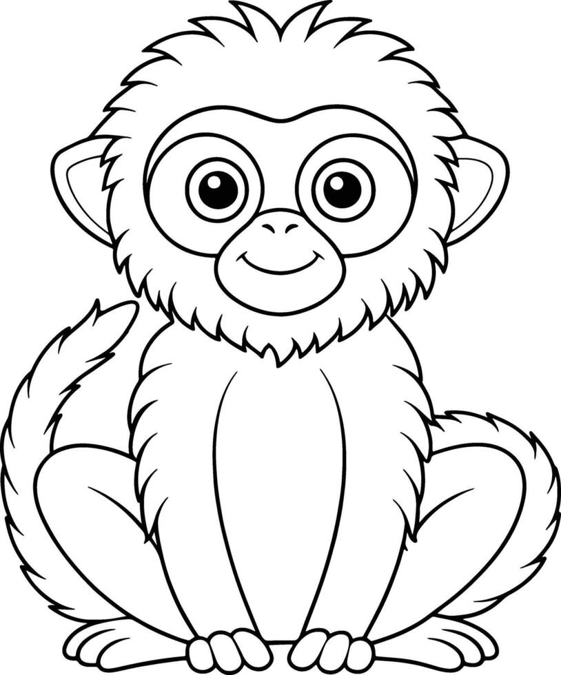 Cute Cartoon Monkey Illustration for Coloring Book or Other Designs vector