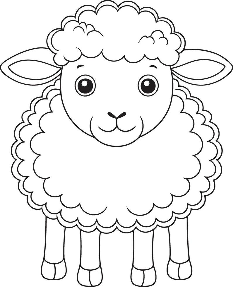 Cute Cartoon Sheep Outline Illustration for Coloring Books and Activities vector