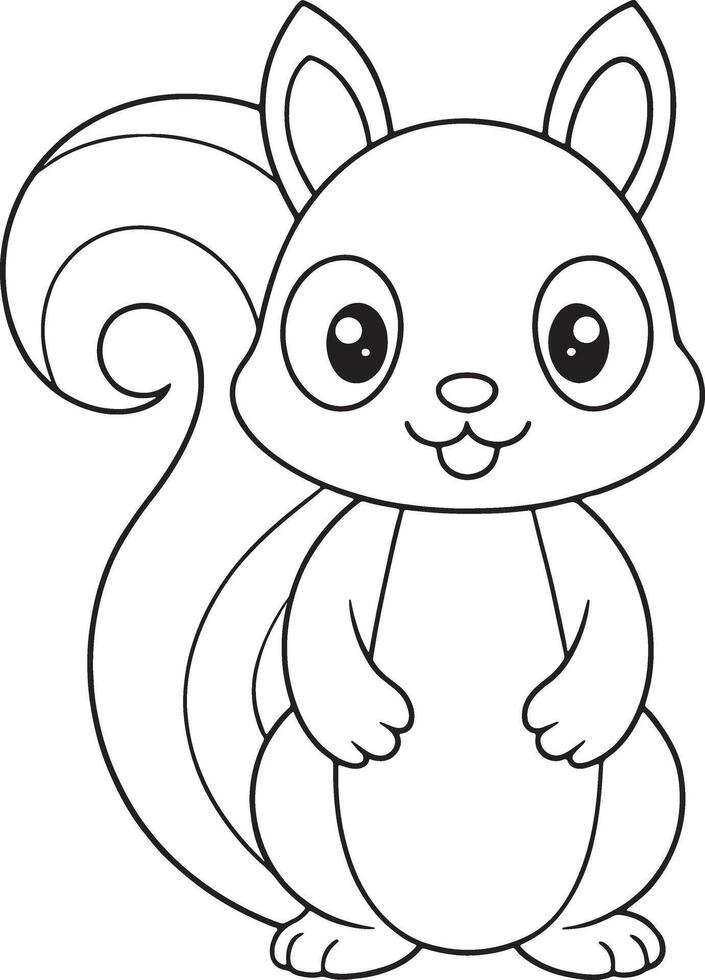 Cute Squirrel Outline Drawing for Coloring Book or Illustration vector