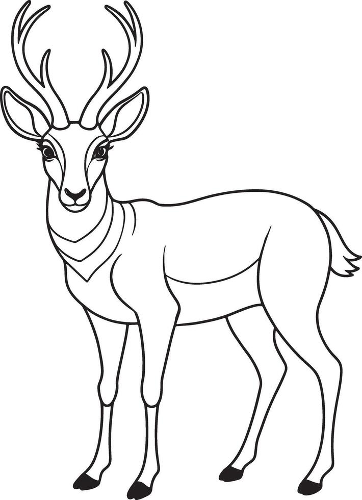 Elegant black and white Pronghorn illustration for coloring book pages vector