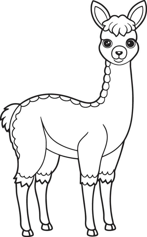Cute Vicuna Outline Illustration for Coloring Books and Activities vector
