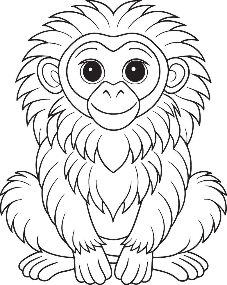 Cute cartoon Uakari outline for coloring book or activity page vector