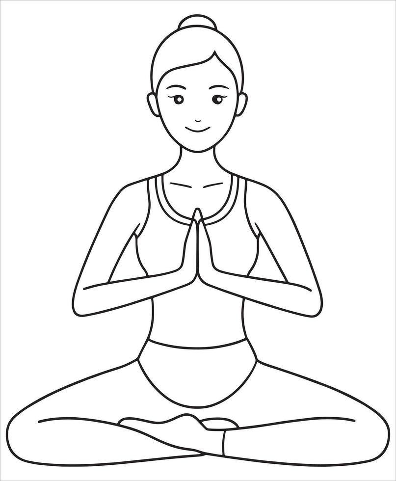 Woman practicing yoga meditation in a peaceful pose vector
