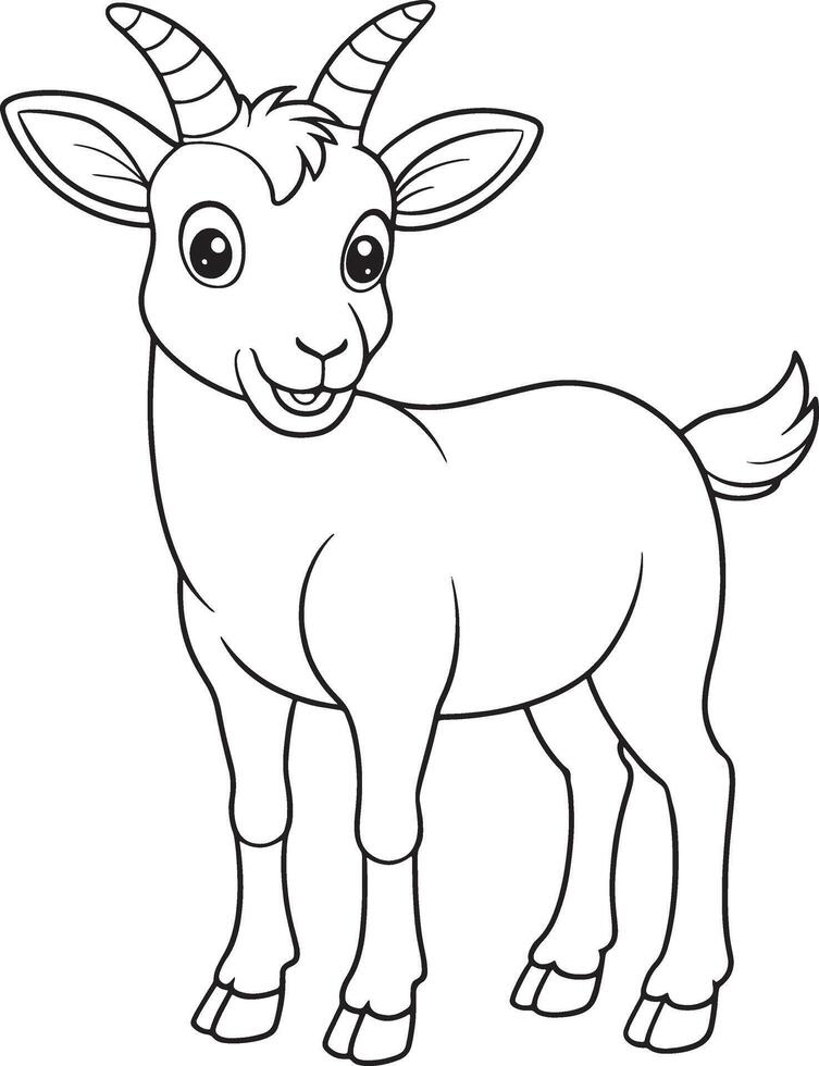 Cute Cartoon Pygmy Goat Kid Outline Illustration for Coloring Book Page vector