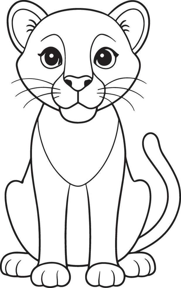 Cute Puma outline illustration for coloring book or print vector