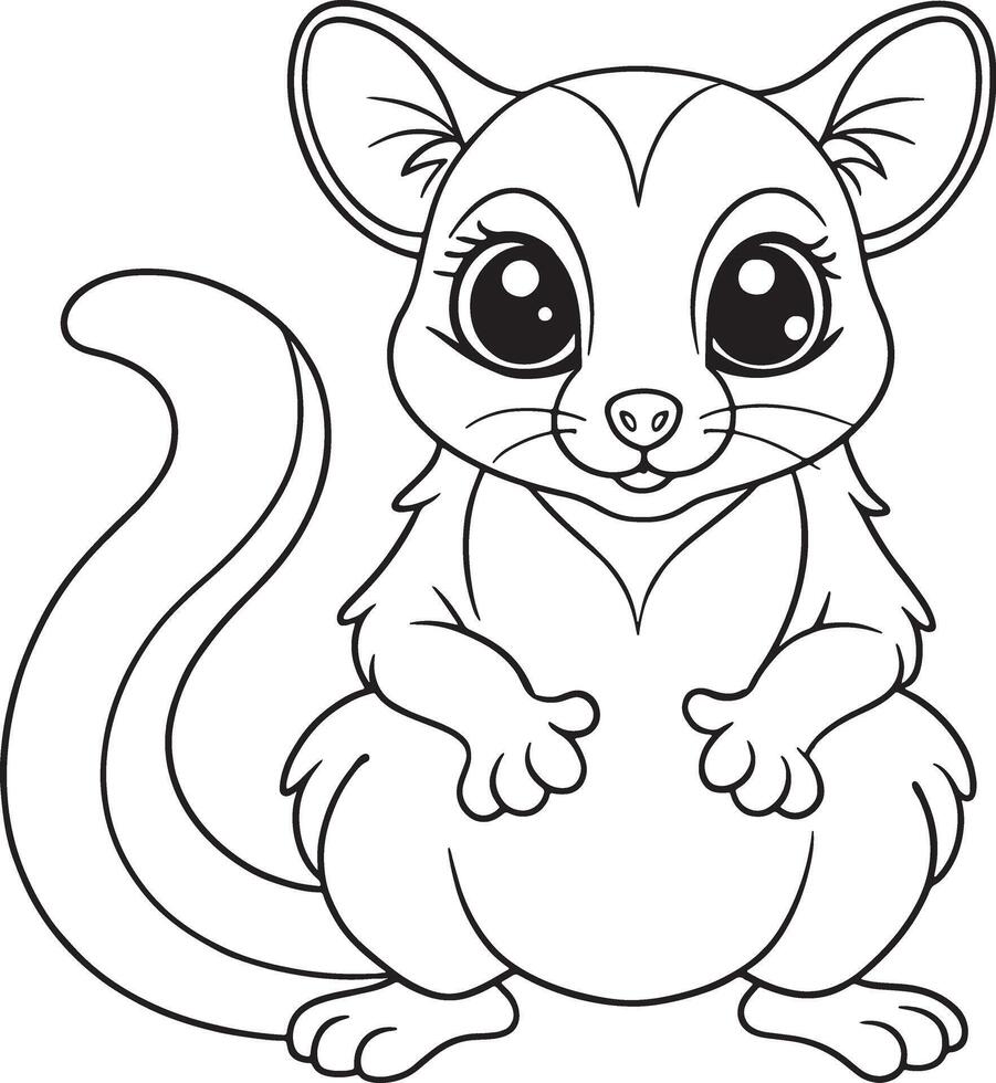Cute Cartoon Sugar Glider Illustration for Coloring Book or Page vector
