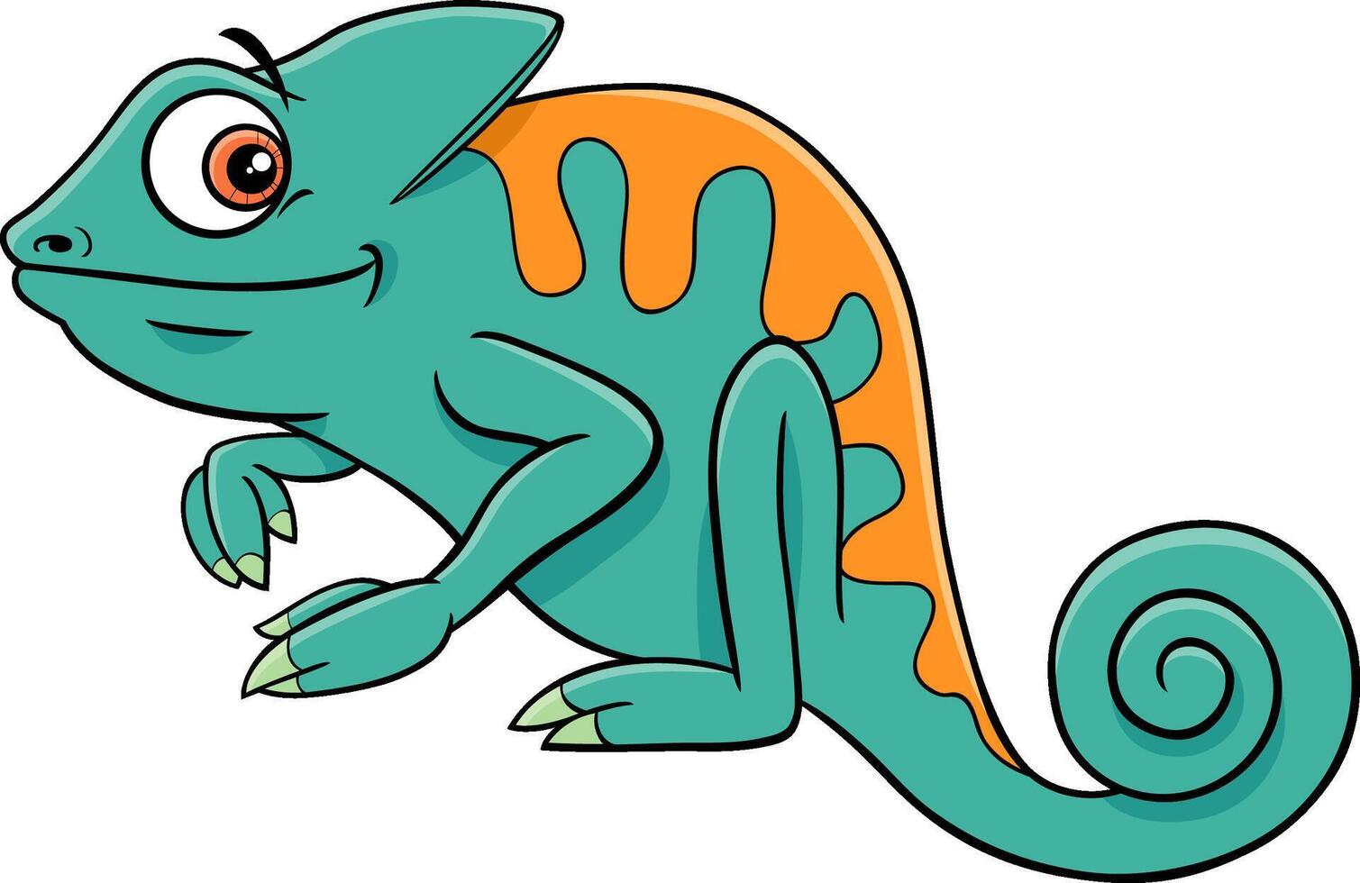 cute cartoon chameleon reptile animal character vector