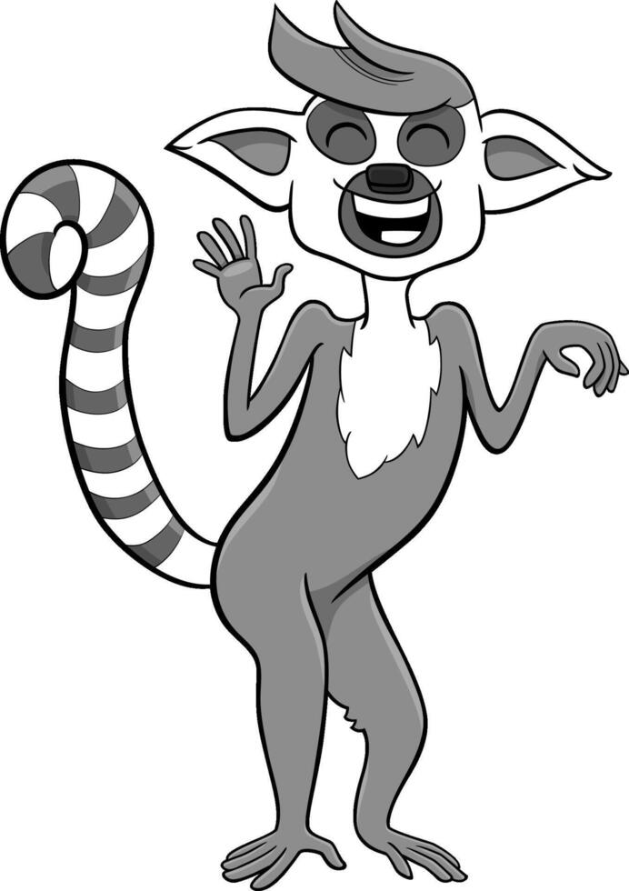 happy cartoon lemur animal character vector