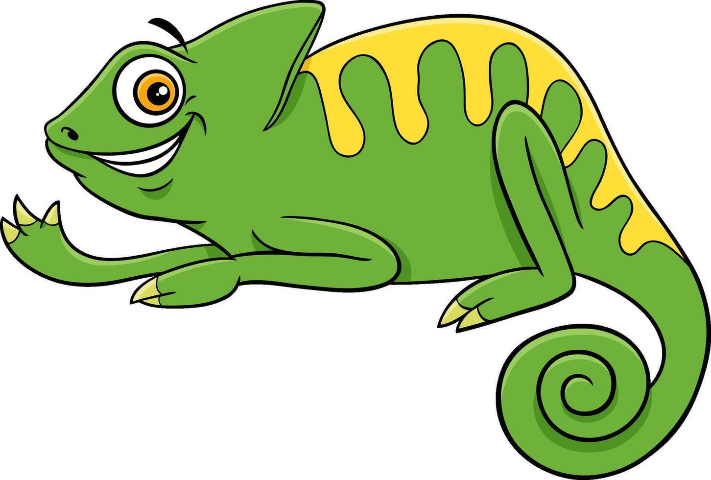 happy cartoon chameleon reptile animal character vector