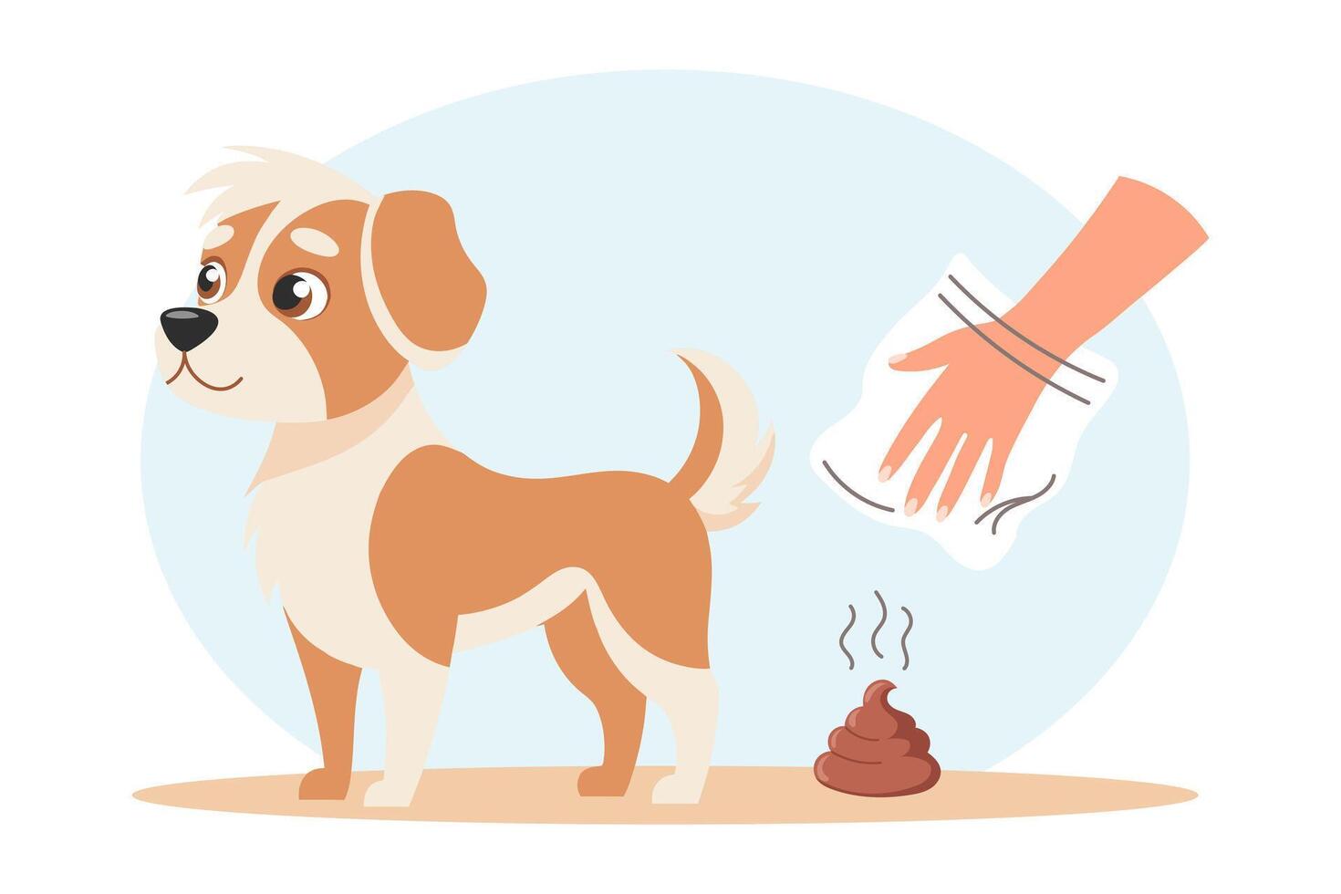 Clean up after your pet. Dog and hygienic bag for dog waste. Pet care, environmental awareness and waste disposal. Illustration. vector