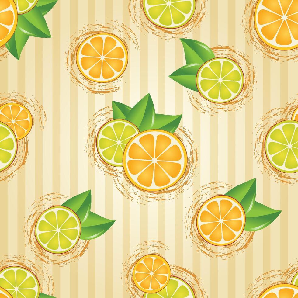Seamless pattern with lemons, limes, orange, citrus sliced vector