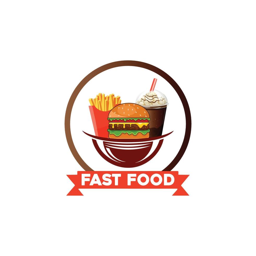 Fast Food Combo Burger, Fries, and Milkshake Logo vector