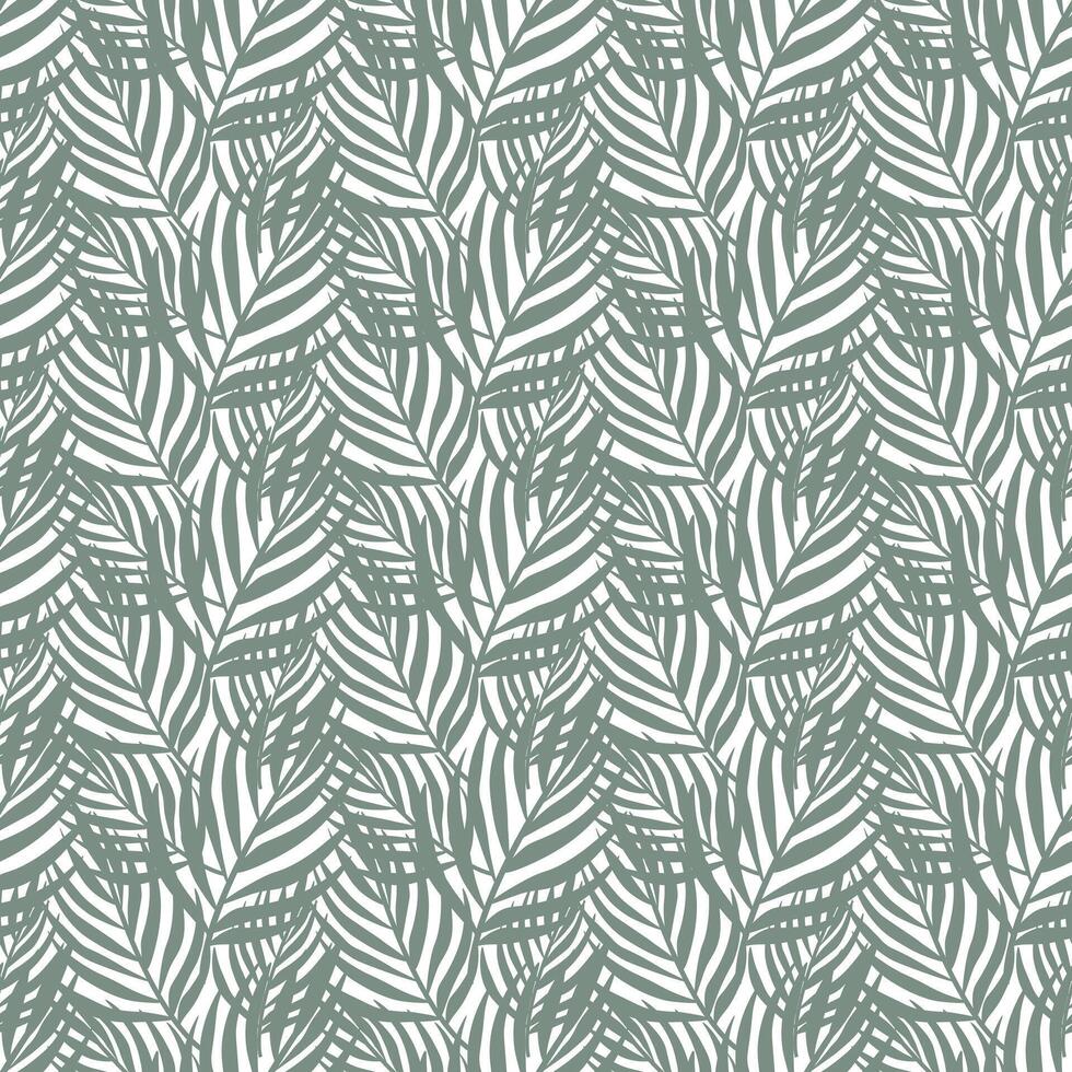 Exotic palm leaves forming a seamless tropical pattern. Botanical illustration suitable for vintage foliage backgrounds and design elements vector