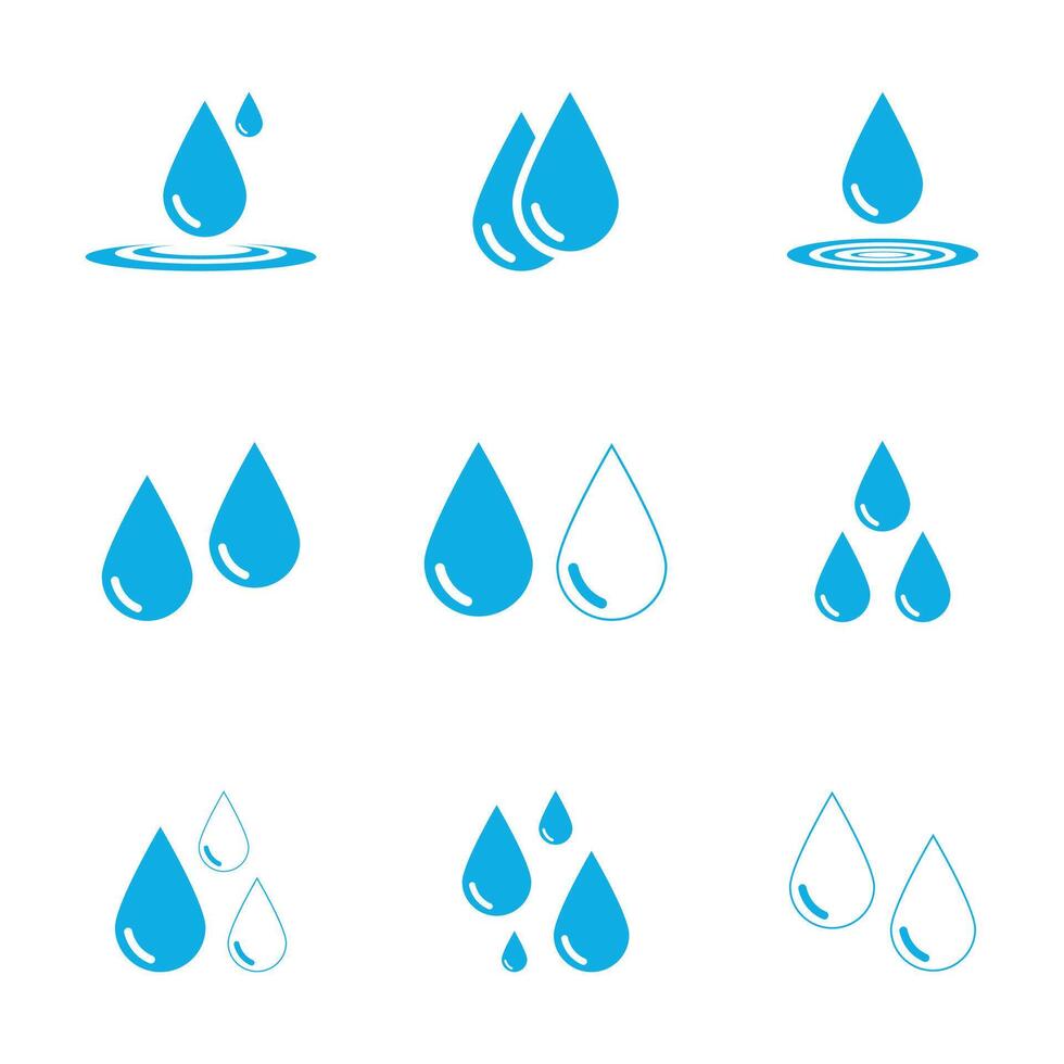 Water drops icon set vector