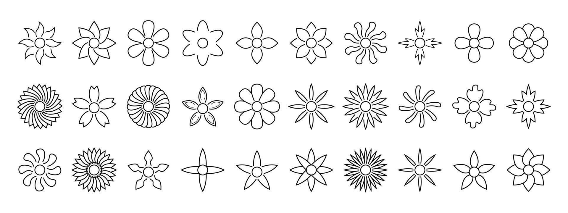 A set of different designs for a flower vector