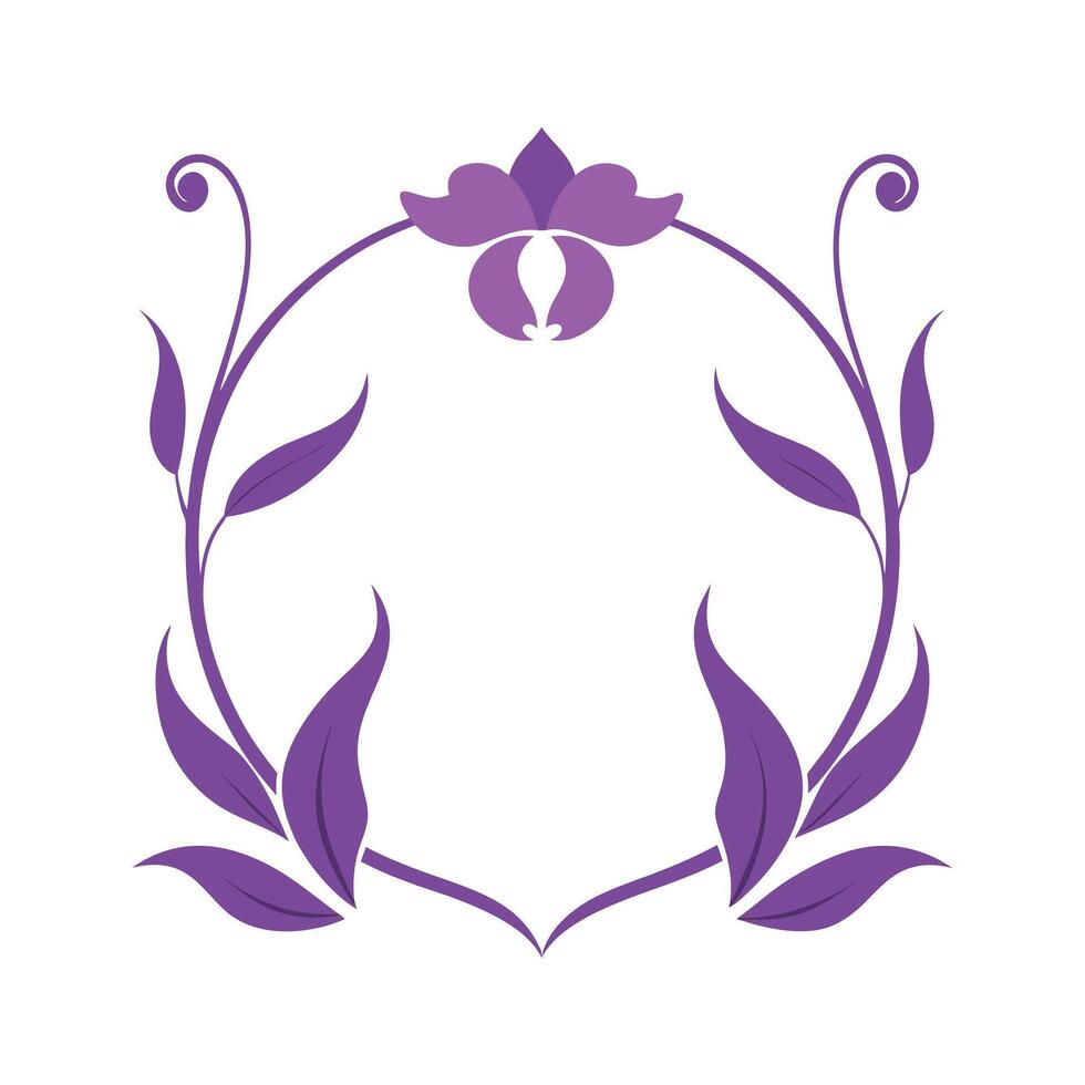 Purple Iris Floral Frame Elegant Style vector