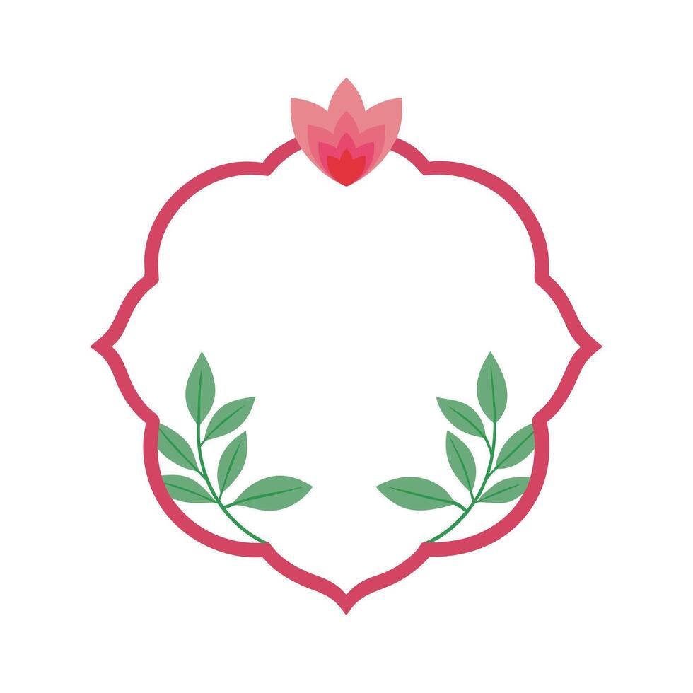 Minimal Floral Badge Frame Template Design vector