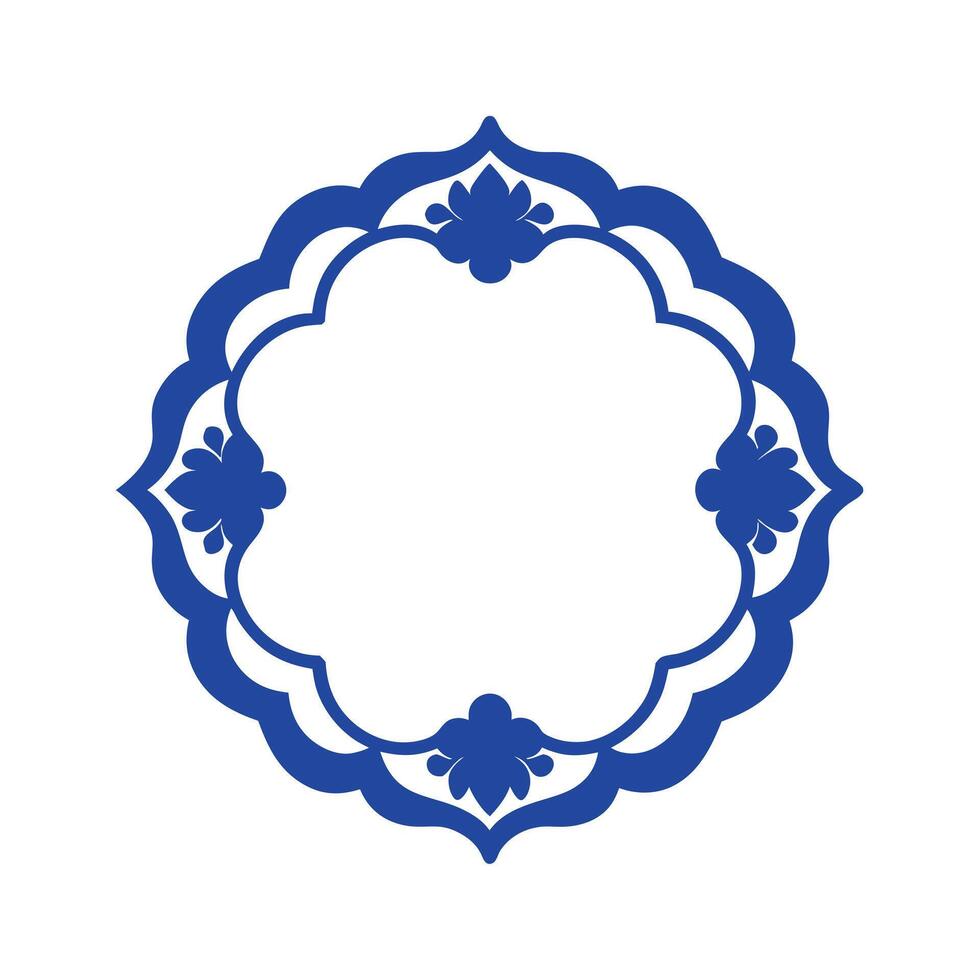 Blue White Porcelain Floral Frame Style vector