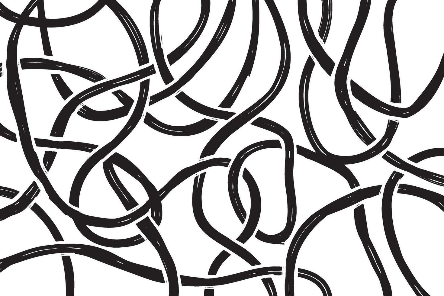Chaotic black lines intertwine on a white background. This abstract hand-drawn pattern adds a dynamic and artistic touch to various design projects and creative applications. vector