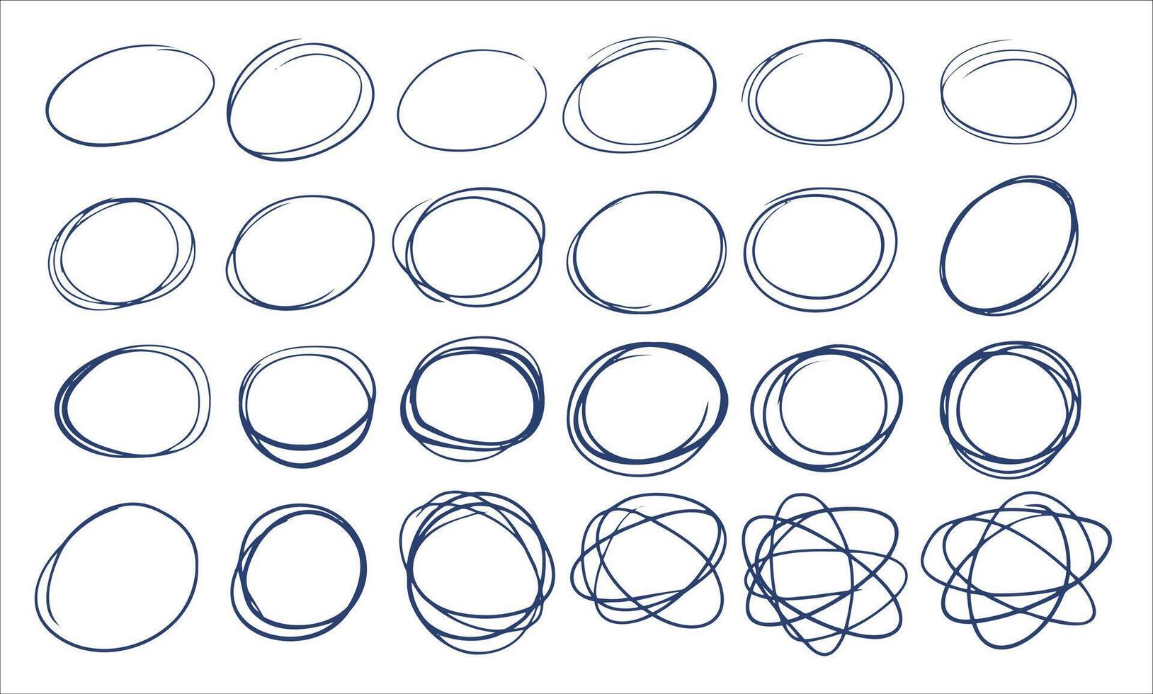 Hand-drawn circles, organic scribble shapes in a sketch style. Creative designs, illustrations, or decorative elements vector