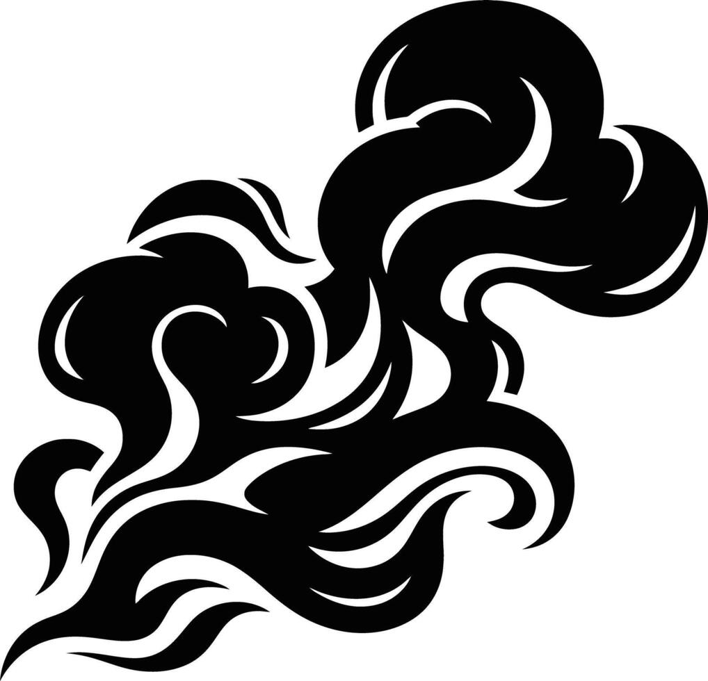Abstract swirling smoke silhouette vector