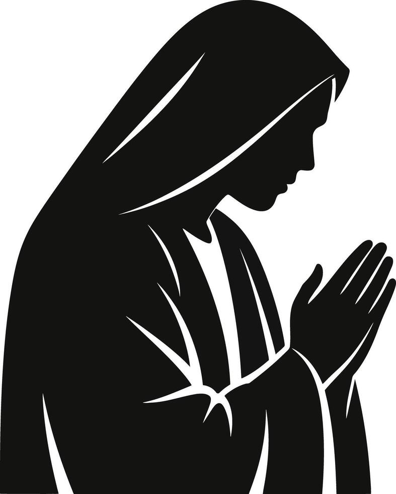 Praying woman religious silhouette vector