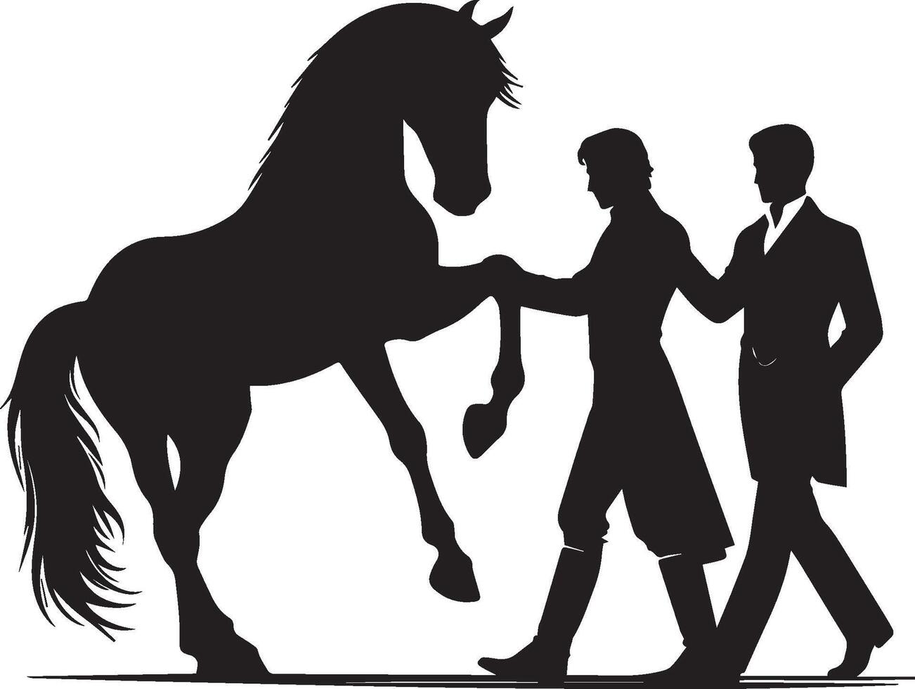 Elegant horse and gentlemen silhouette vector