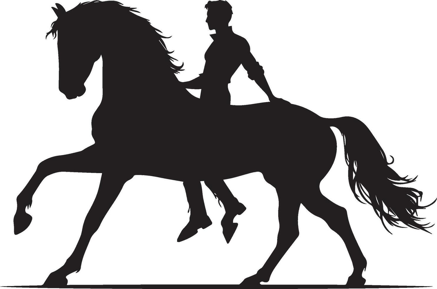 Silhouette of rider and horse in motion vector