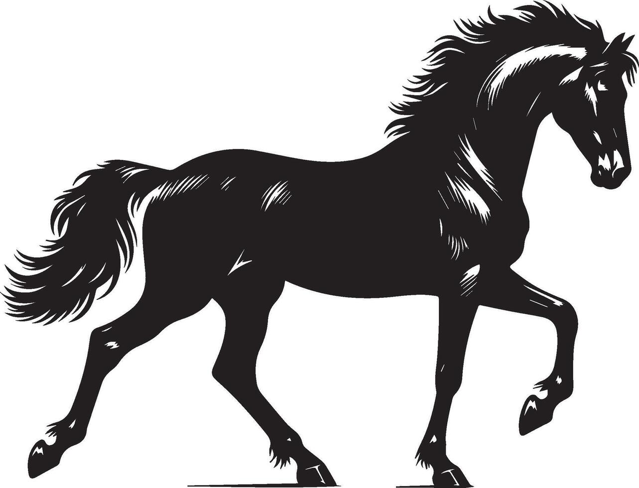 Majestic running horse silhouette vector