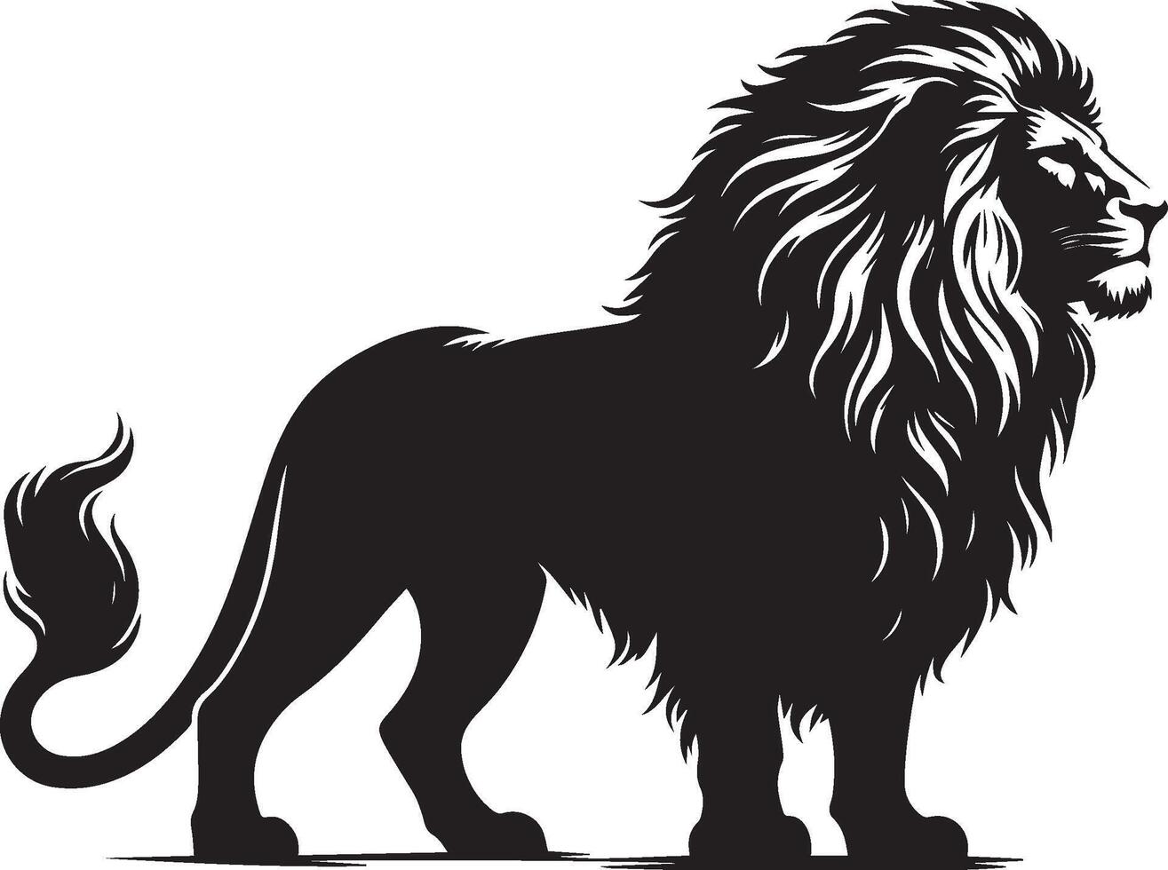 Majestic lion silhouette profile view vector