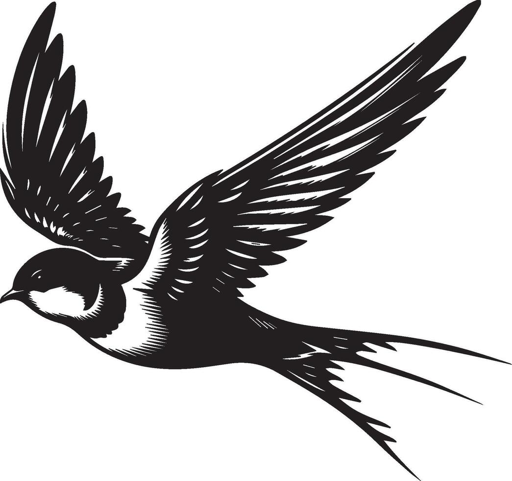 Stylized swallow bird in flight illustration vector