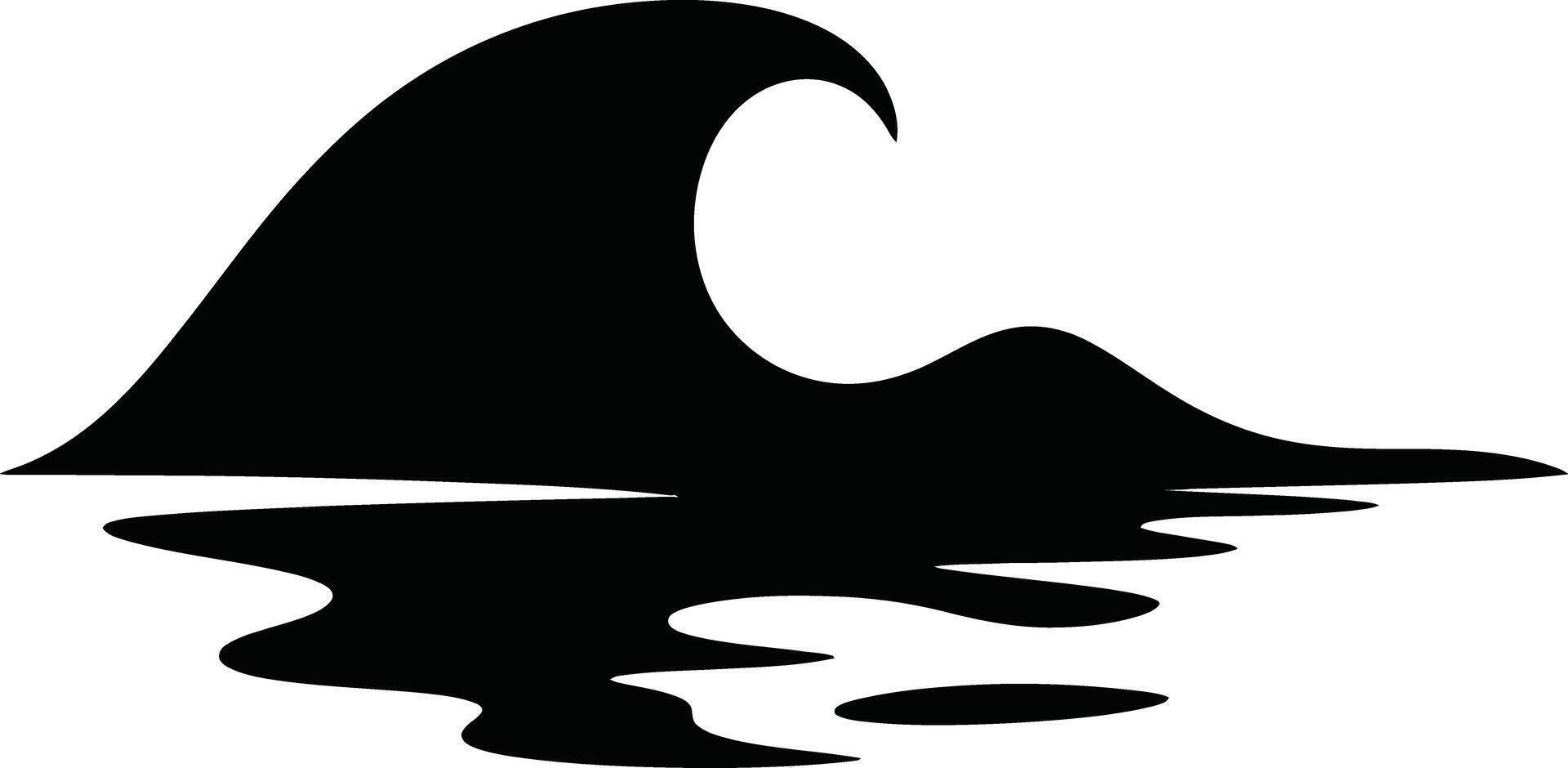 Ocean wave silhouette with reflection vector