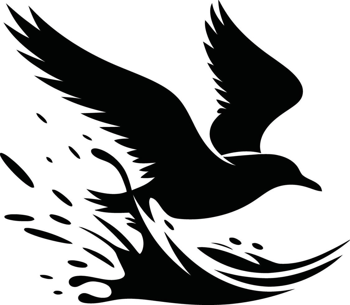 Seabird in flight silhouette graphic design vector