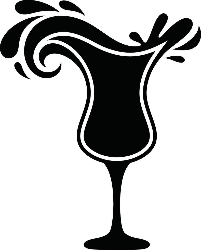 Splashing cocktail glass silhouette vector